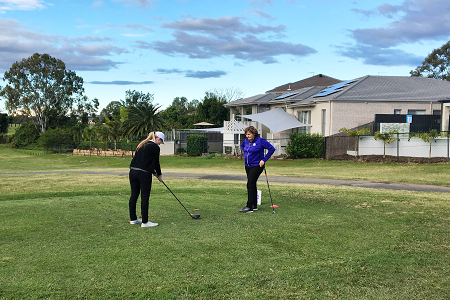 golf lessons on the golf course.