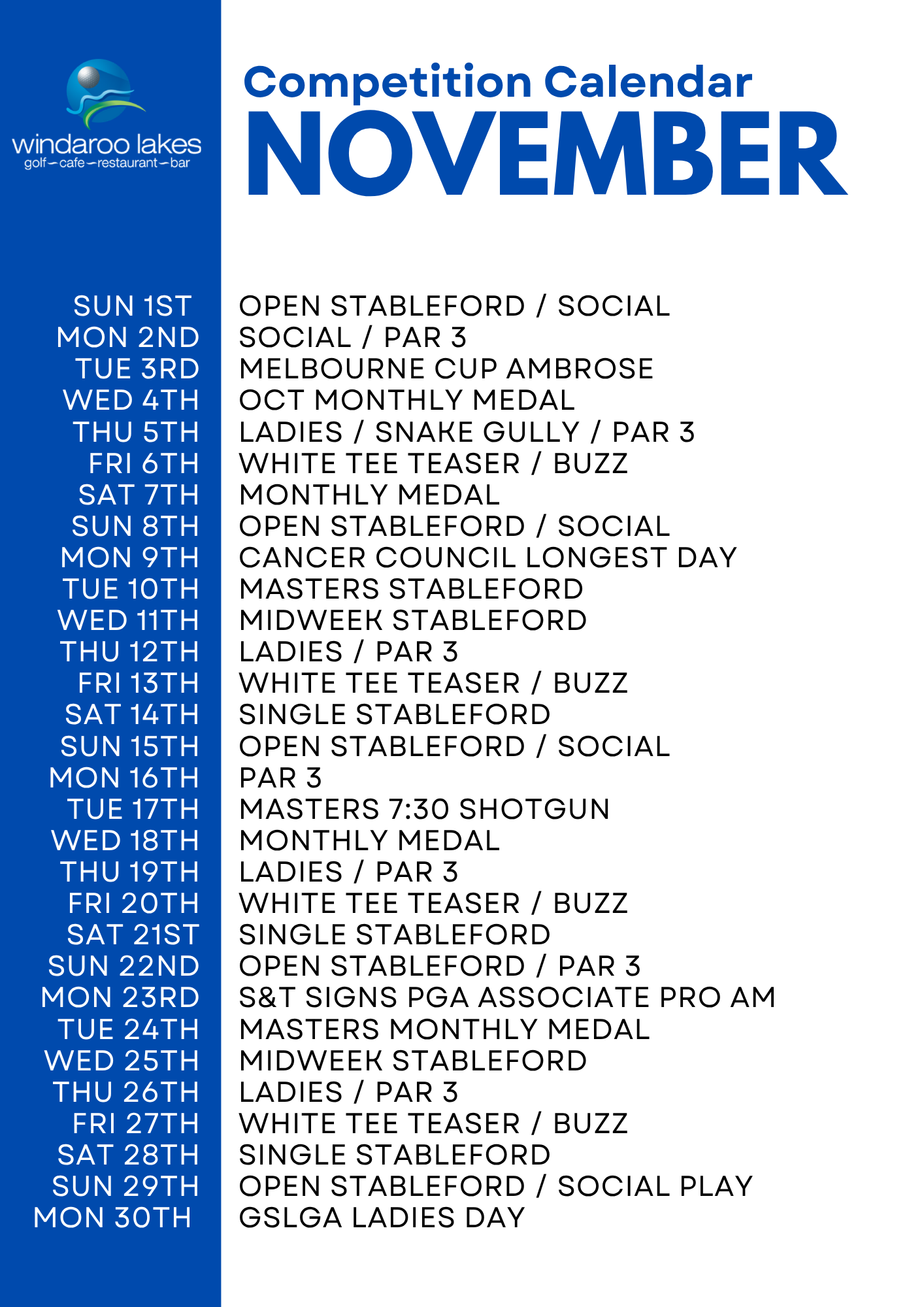 NOVEMBER CALENDAR